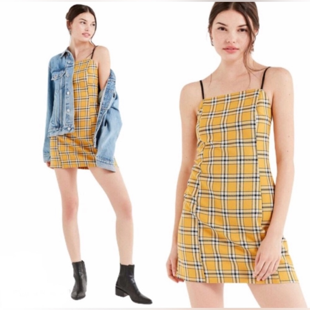 NWOT Urban Outfitters Yellow Plaid Spaghetti Strap Dress